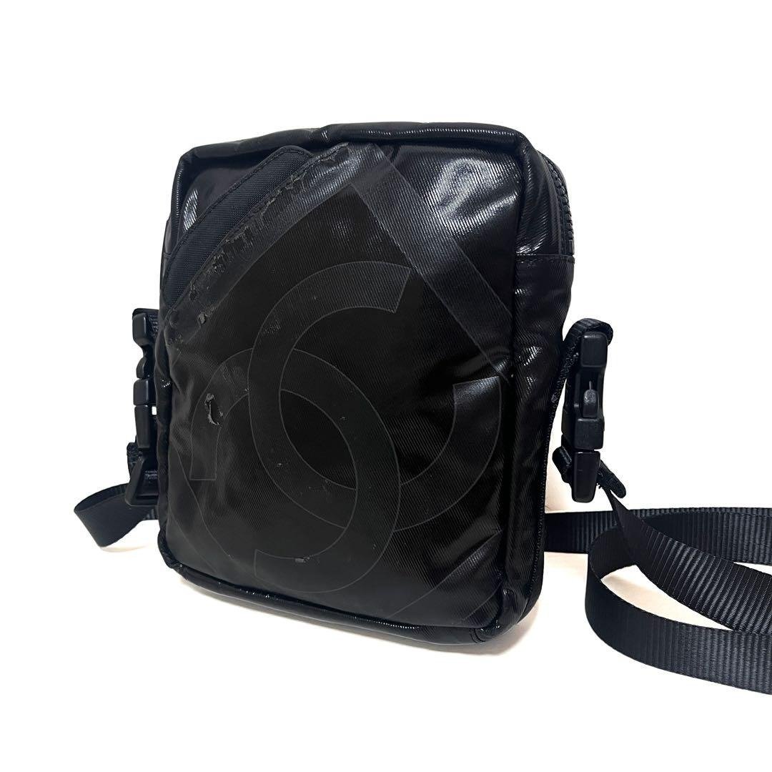 正品 CHANEL 运动系列 肩背包 PVC 涂层帆布 黑色 A26568 二手 - 侧背包/斜挎包 - 其他材质 黑色