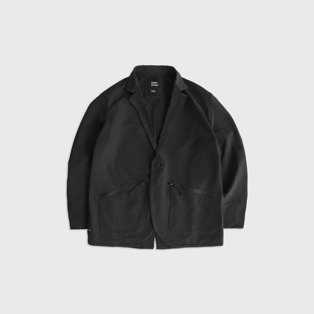 PHABLIC X DYCTEAM - buckle blazer (black) - 男装西装外套 - 其他材质 黑色