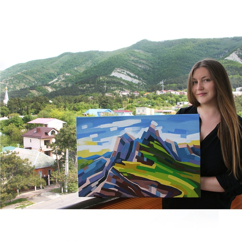 山 绘画 抽象风景 原创艺术 意大利墙面艺术 Puez Odele - 墙贴/壁贴 - 其他材质 绿色