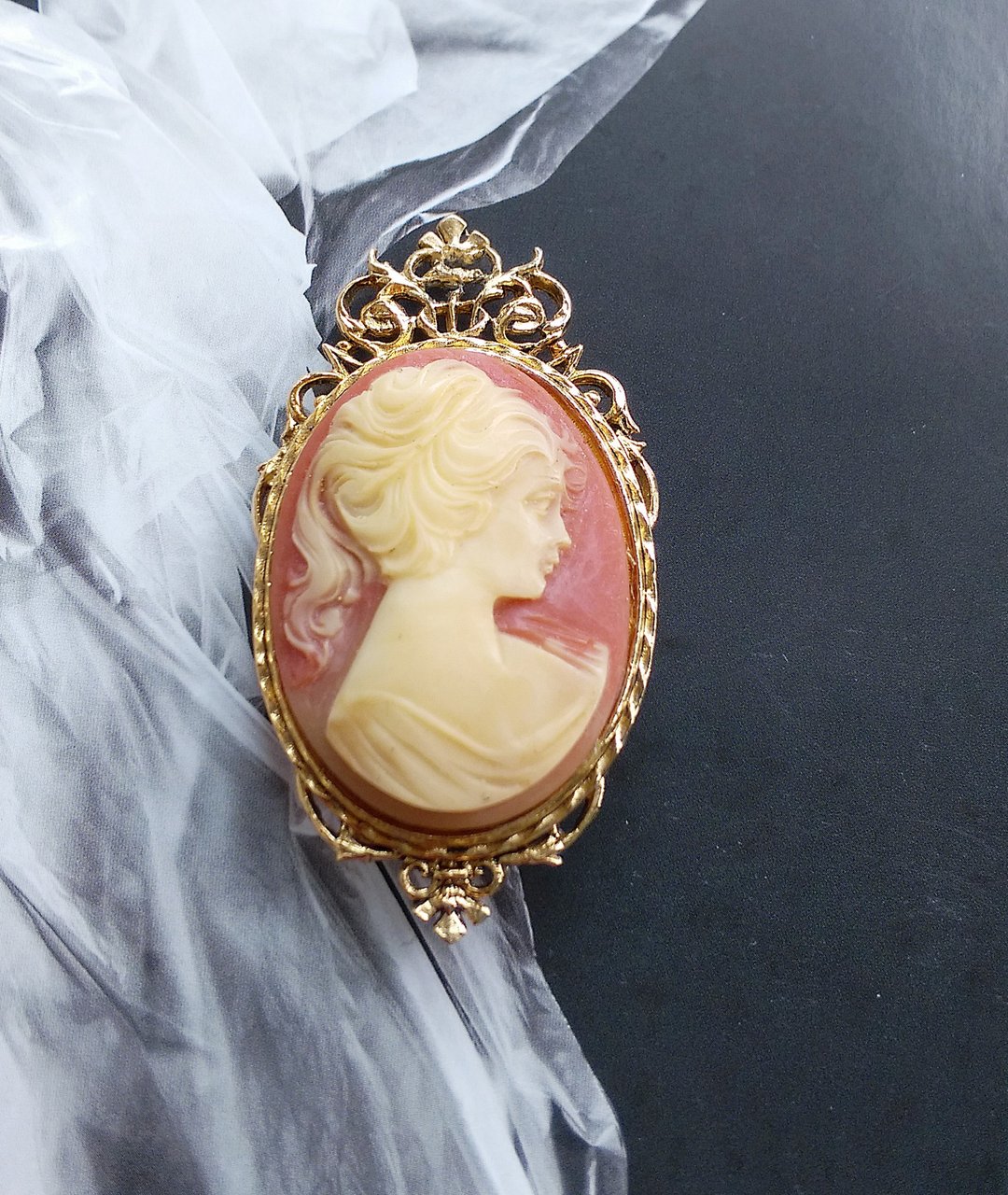 Vintage Jewelry  ART  CAMEO  典雅 仕女浮雕  别针 胸针 - 胸针 - 其他材质 白色