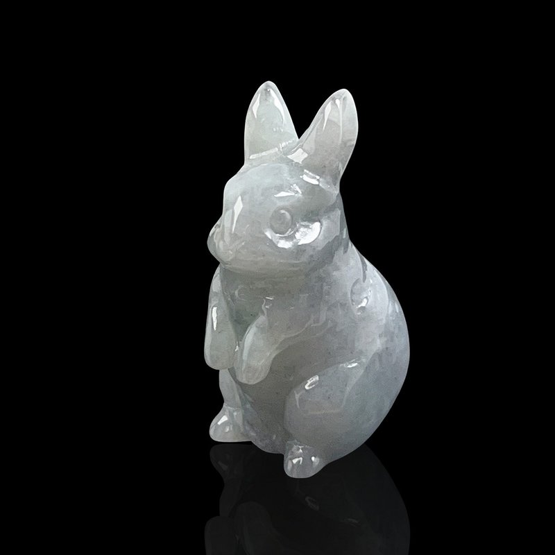 【钱兔似锦】冰种翡翠兔子摆件摆饰 | 天然缅甸玉A货翡翠 | 送礼 - 摆饰 - 玉石 灰色