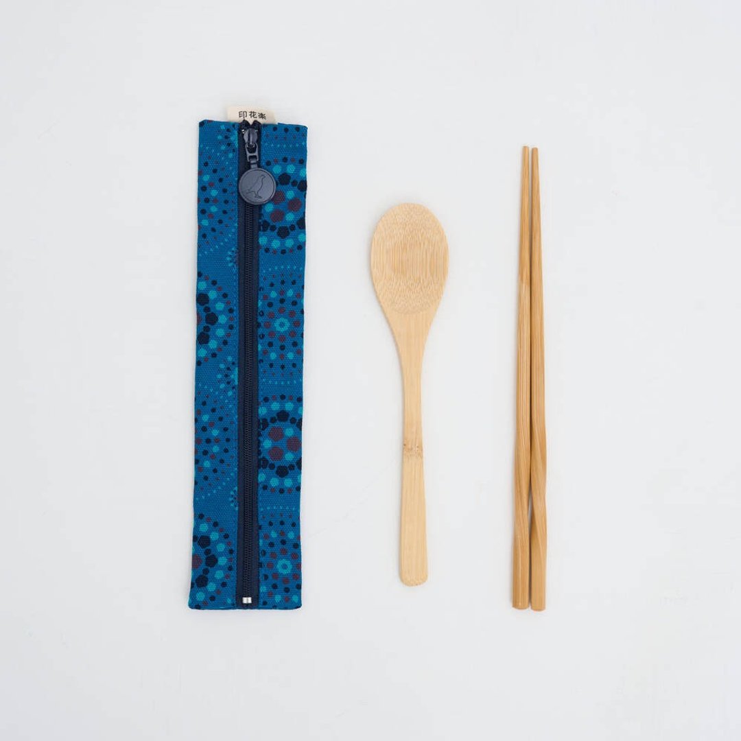 拉链餐具袋(含餐具)/烟火/星夜蓝色 - 筷子/筷架 - 棉 蓝色