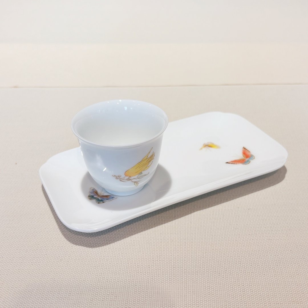 自慢监制 不言美器 釉中彩 葫芦 杯托 - 茶具/茶杯 - 瓷 白色
