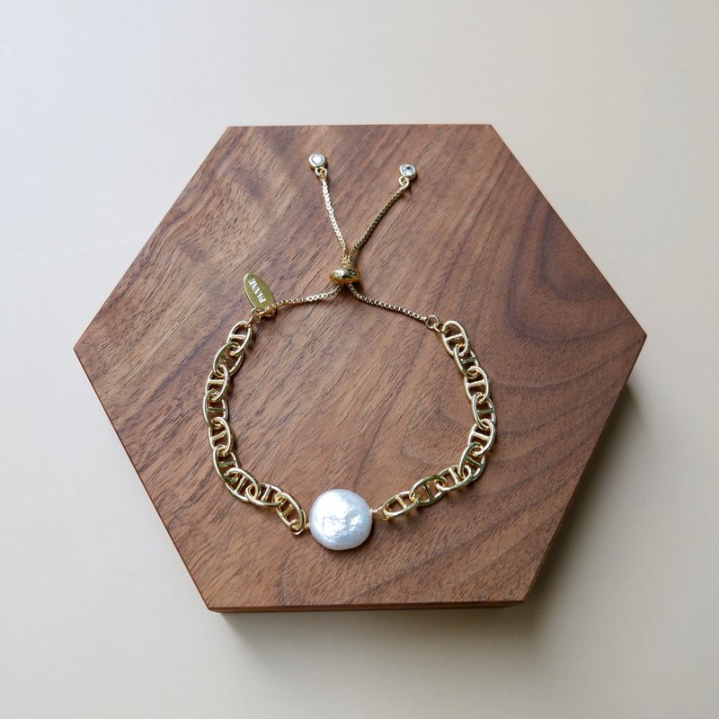 Freshwater Pearl Slider Bracelet - 手链/手环 - 珍珠 白色