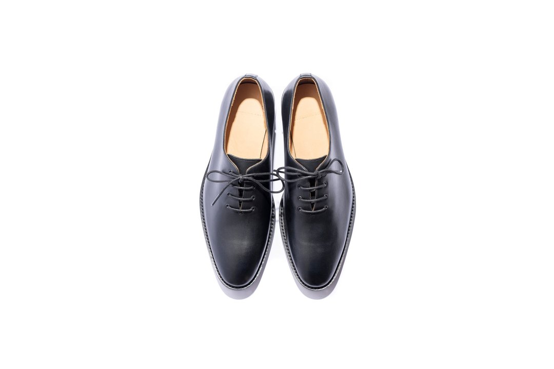 Stitching Sole_Wholecut_Blk - 男款牛津鞋/乐福鞋 - 真皮 黑色