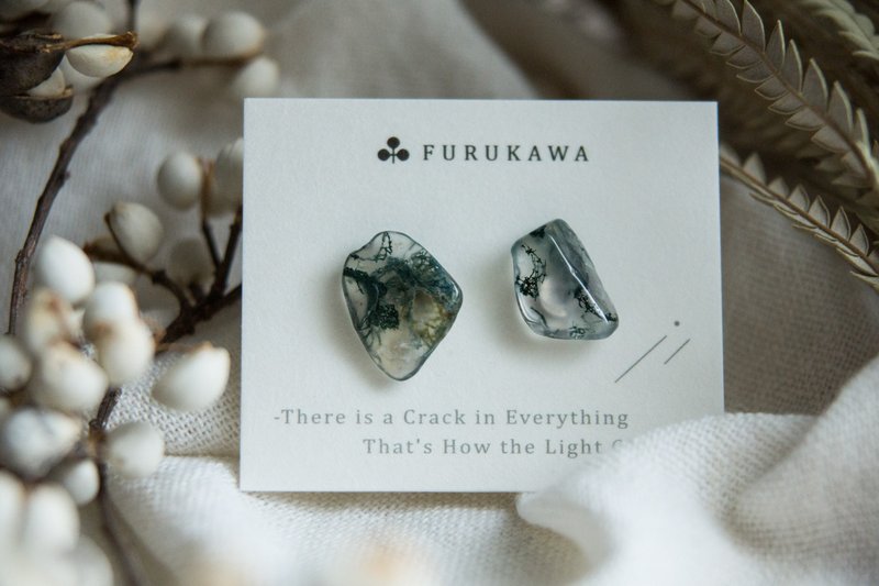 CRACK | 矿物系耳环 |  EARRINGS - 耳环/耳夹 - 玉石 绿色