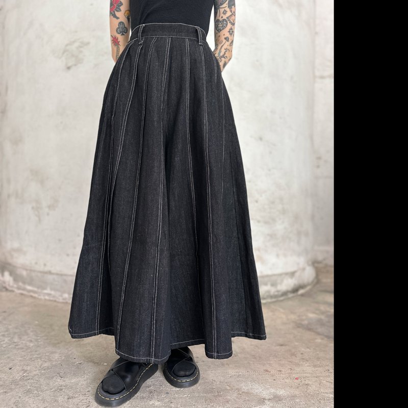 风之褶牛仔裤/男女同款 - 其他 - 其他人造纤维 黑色