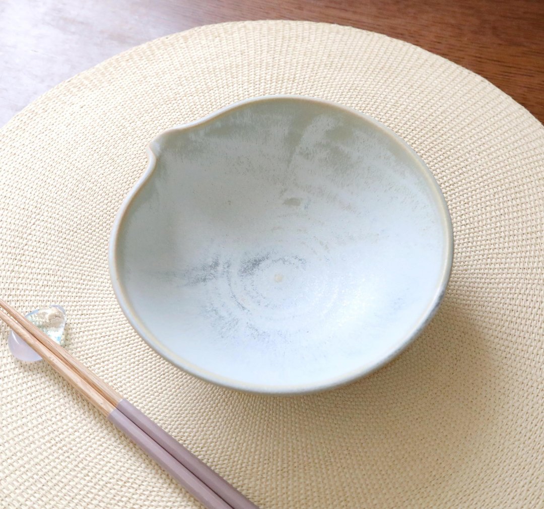 白色结晶釉侧口钵 - 碗 - 陶 白色