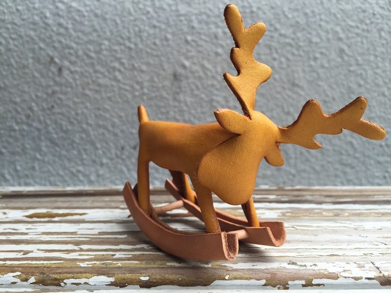 皮革制摇摇鹿 COLOR: 黄 / 疗愈系圣诞礼物 - 其他 - 真皮 黄色