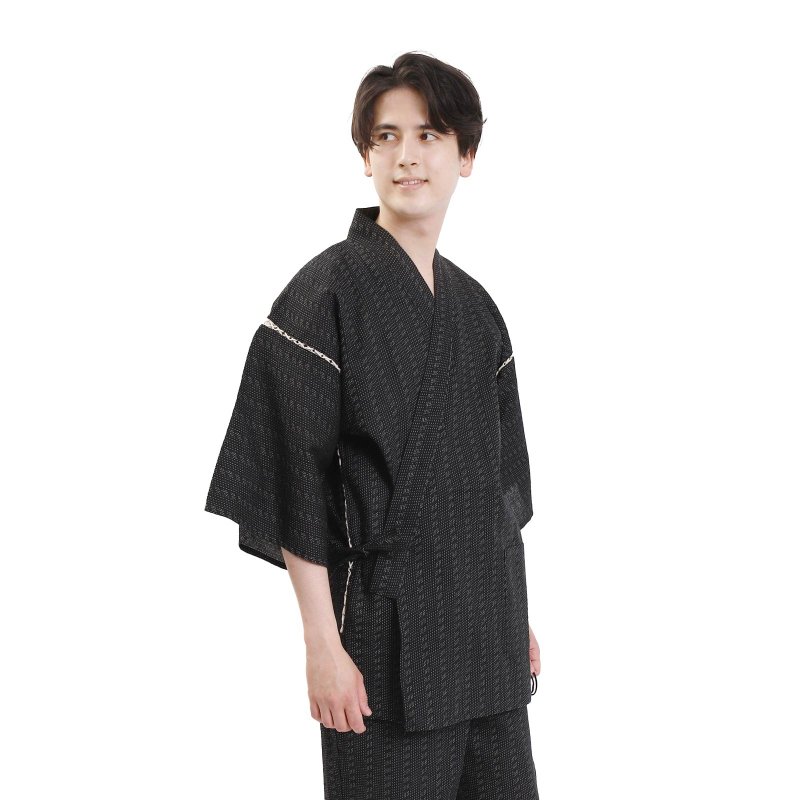 日本 和服 男士 绵麻 甚平 休闲服 睡衣 成套组 M L LL wn02 - 居家服/睡衣 - 棉．麻 蓝色