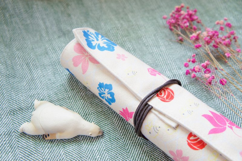 餐具袋 - 百花绽放 - 铅笔盒/笔袋 - 棉．麻 黄色