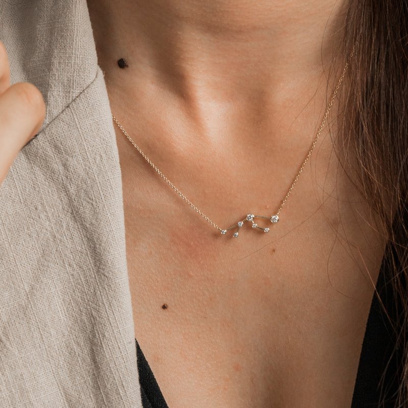 18k金牛座钻石项链 - 项链 - 钻石 橘色