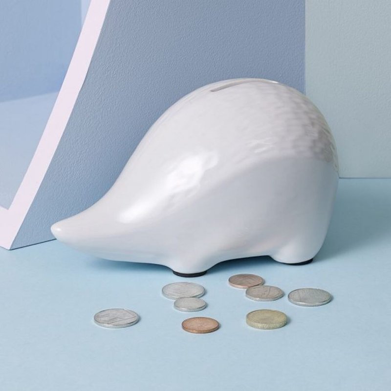 【英国 Luckies】利小刺猬的货币银行 - 储蓄罐 - 陶 白色