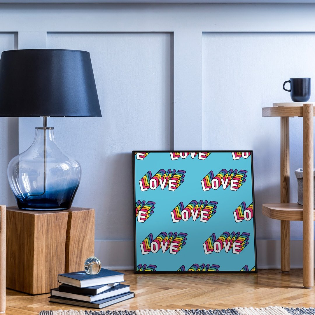 LOVE - 彩虹/同性平权/布置/方形挂画/家居布置/字体挂画 - 海报/装饰画/版画 - 棉．麻 蓝色