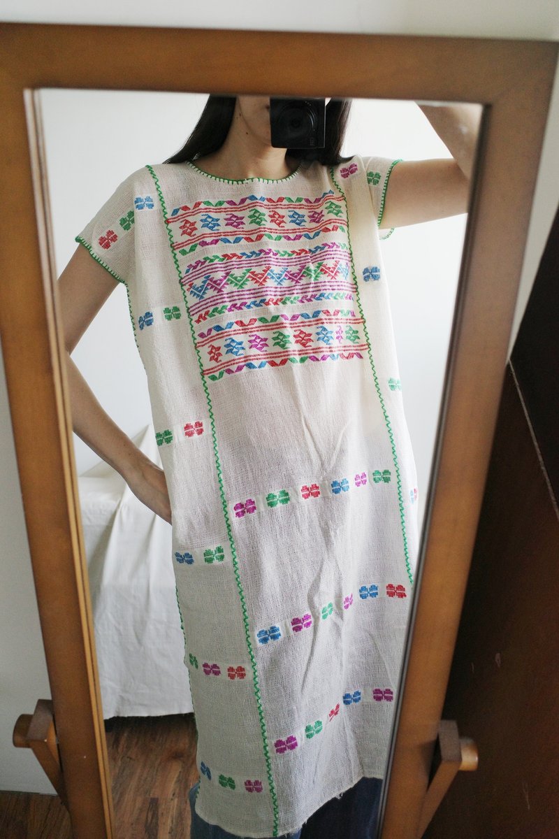 Vintage 墨西哥手工梭织长版上衣 Huipil - 女装上衣 - 棉．麻 