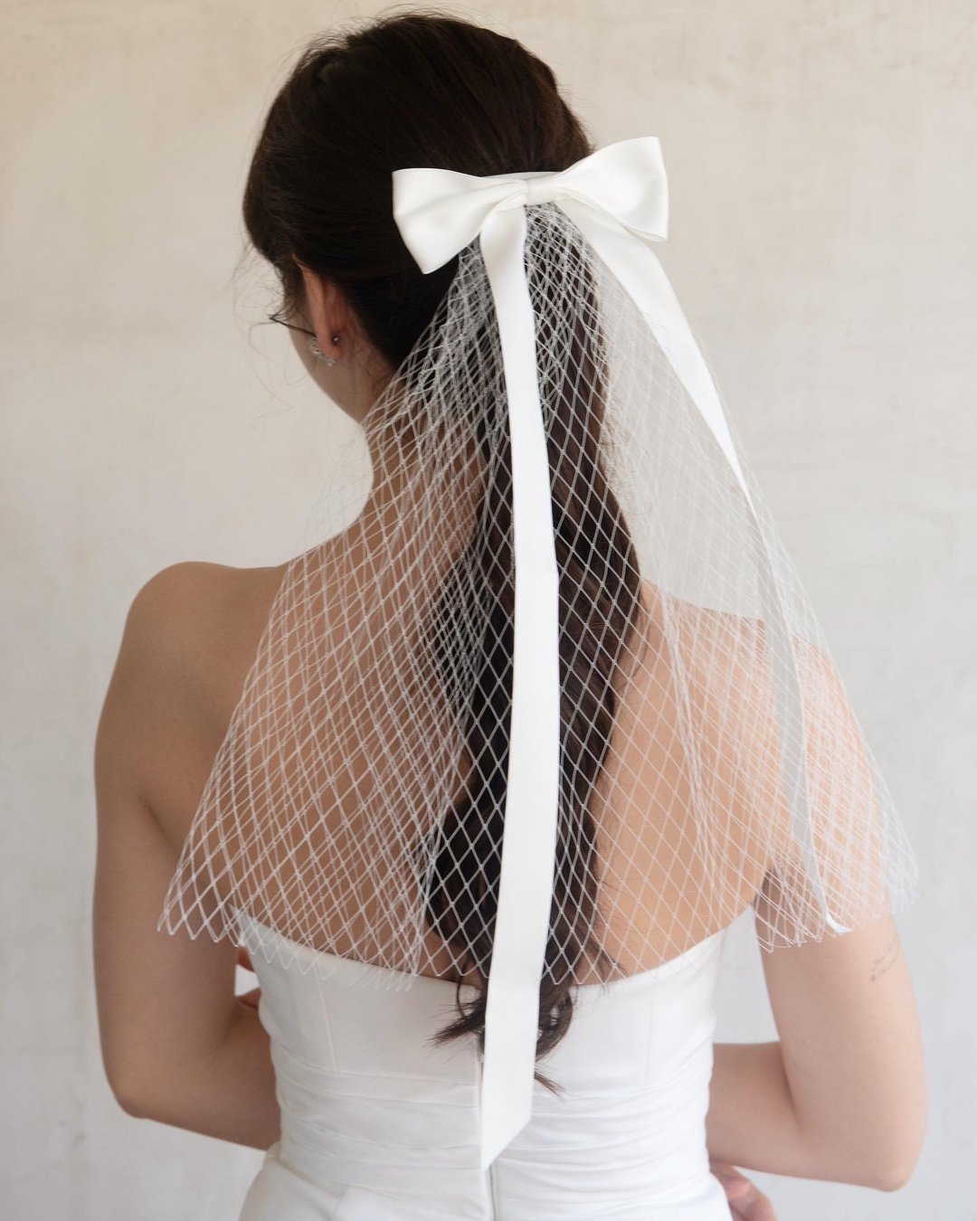 Claire White Net Bow - 发饰 - 聚酯纤维 白色