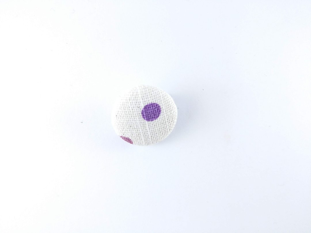 点点 水玉-布包扣别针 胸针 织物徽章 布料钮扣包 - 胸针 - 其他材质 紫色