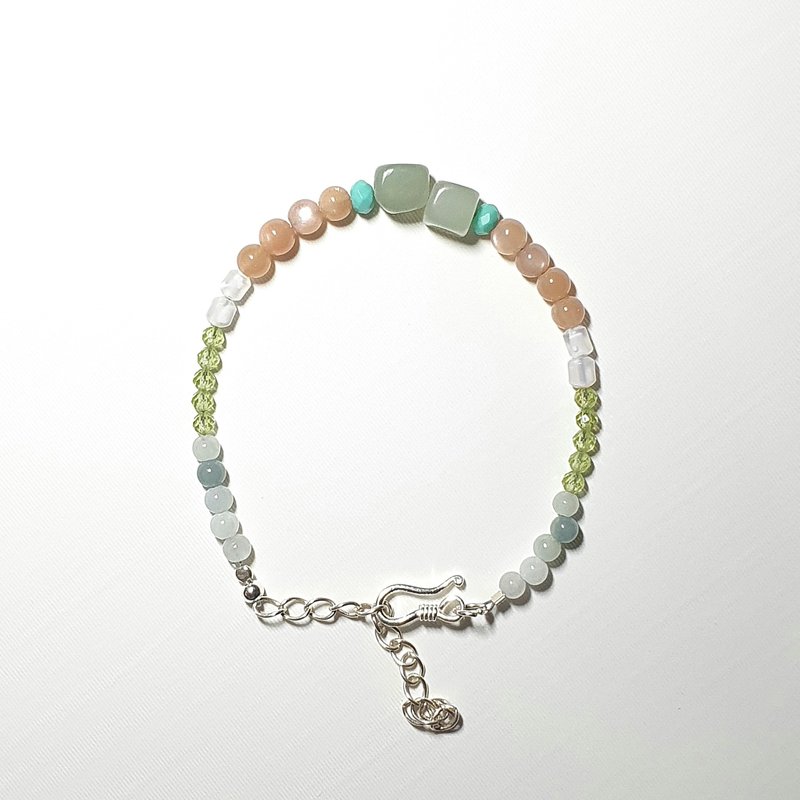 细细看系列 – 和田玉/橙月光/925银 方块/随形 简约手(细)链 - 手链/手环 - 水晶 