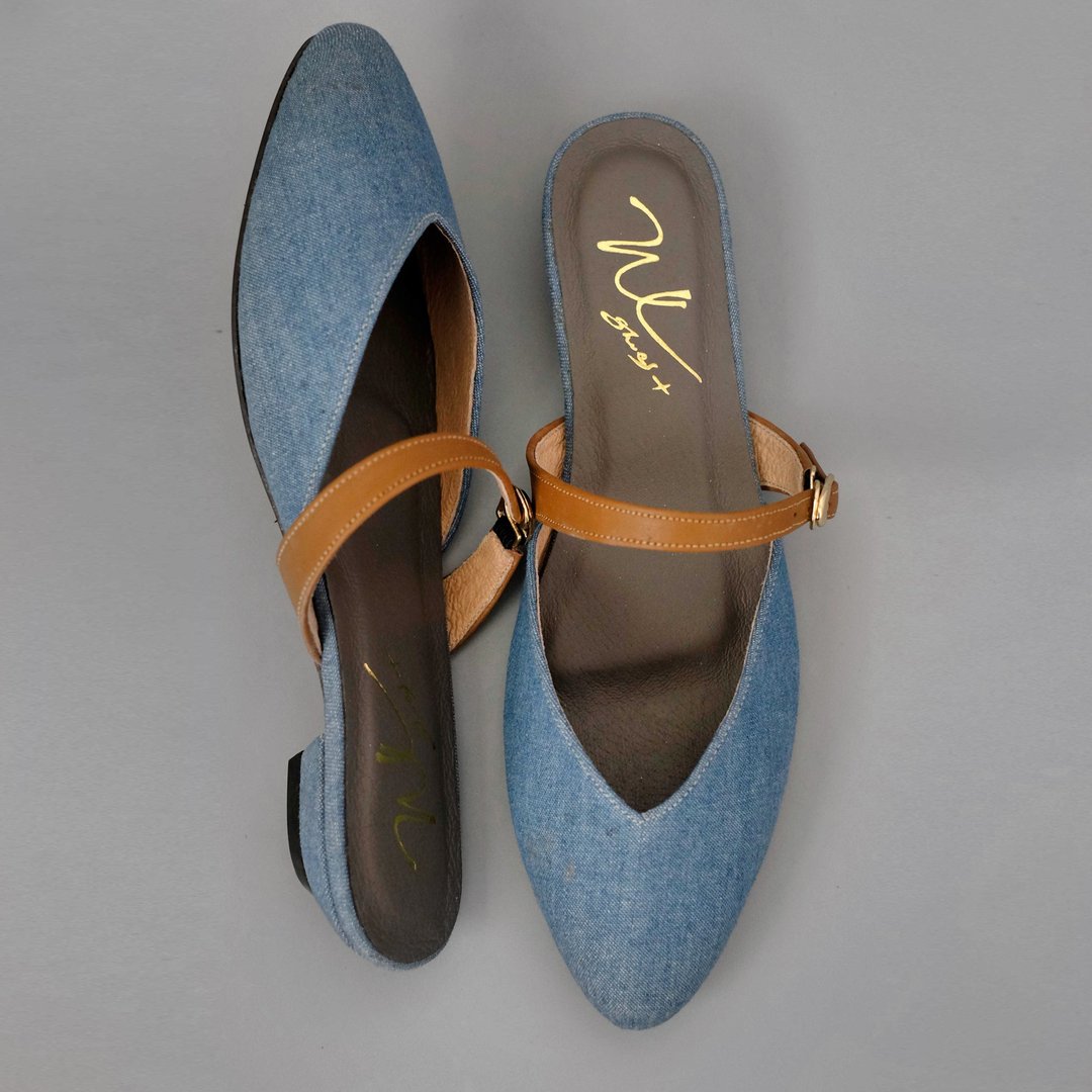 Museś Denim (浅蓝) Mules | WL - 穆勒鞋 - 棉 蓝色