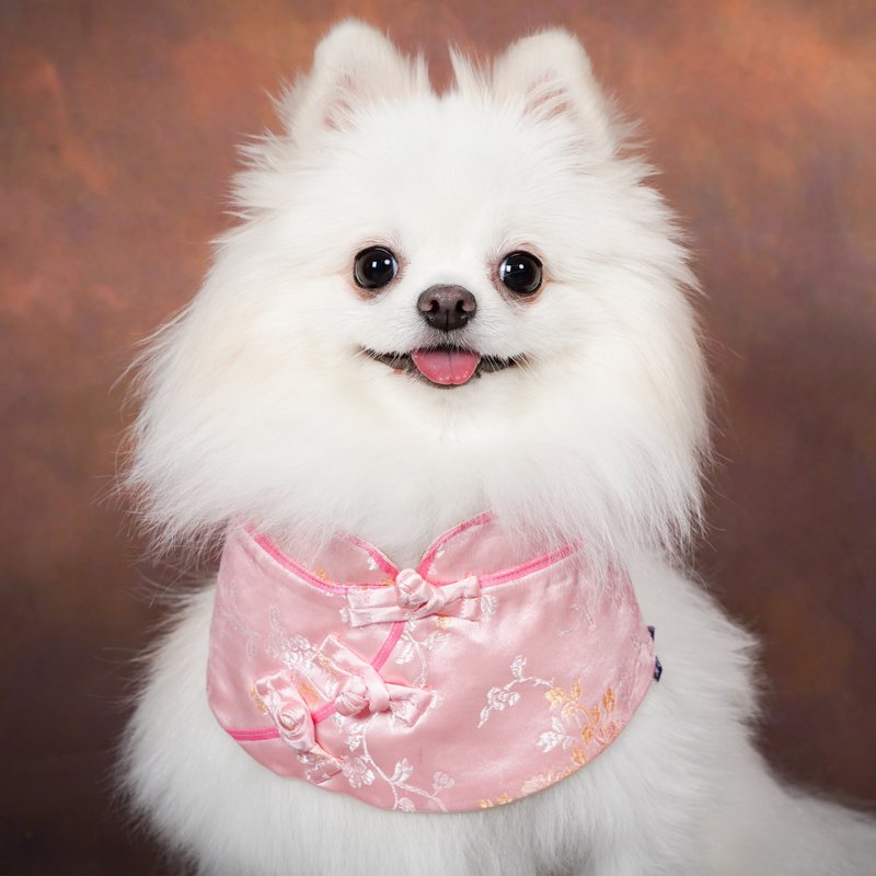 【Momoji】 宠物节日围兜 - Rikoran (01-柠檬粉红) - 衣/帽 - 绣线 粉红色