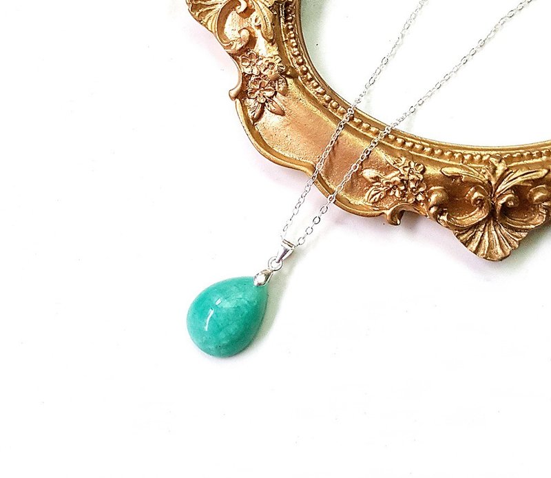 亚马逊天河石 925纯银项链 定制化 - 颈链 - 宝石 绿色