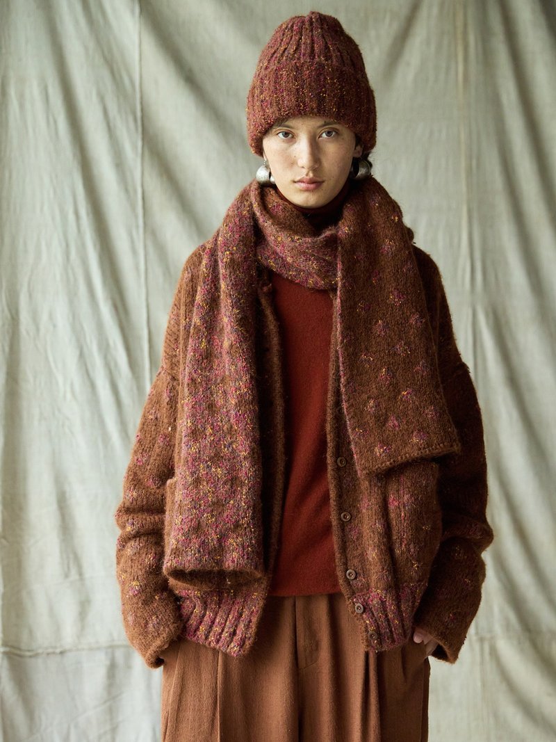 日系复古 / 提花针织围巾 / 羊毛混纺 - 围巾/披肩 - 其他材质 多色