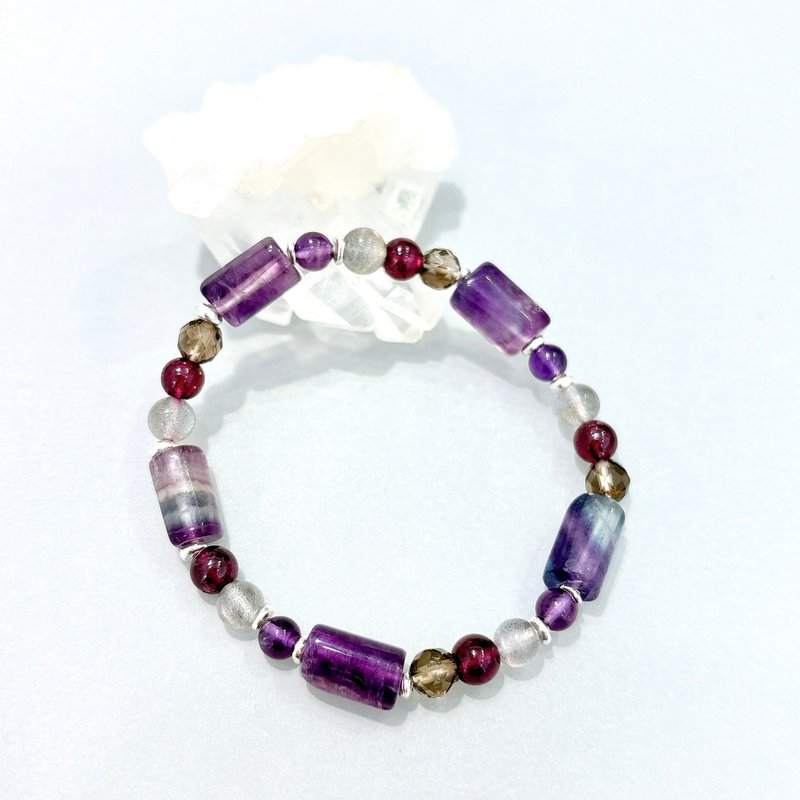 Ops Amethyst silver bracelet-紫水晶/银/萤石/茶晶/石榴石/拉长 - 手链/手环 - 宝石 紫色