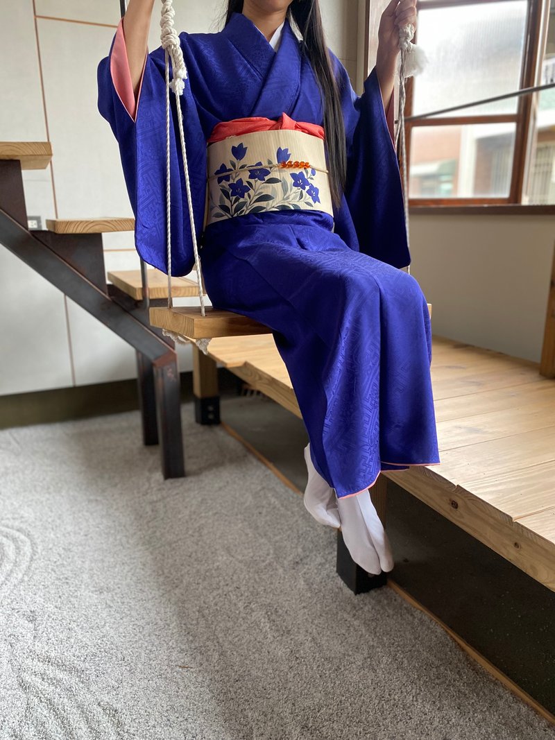 青紫色无地古着和服 - 洋装/连衣裙 - 丝．绢 紫色