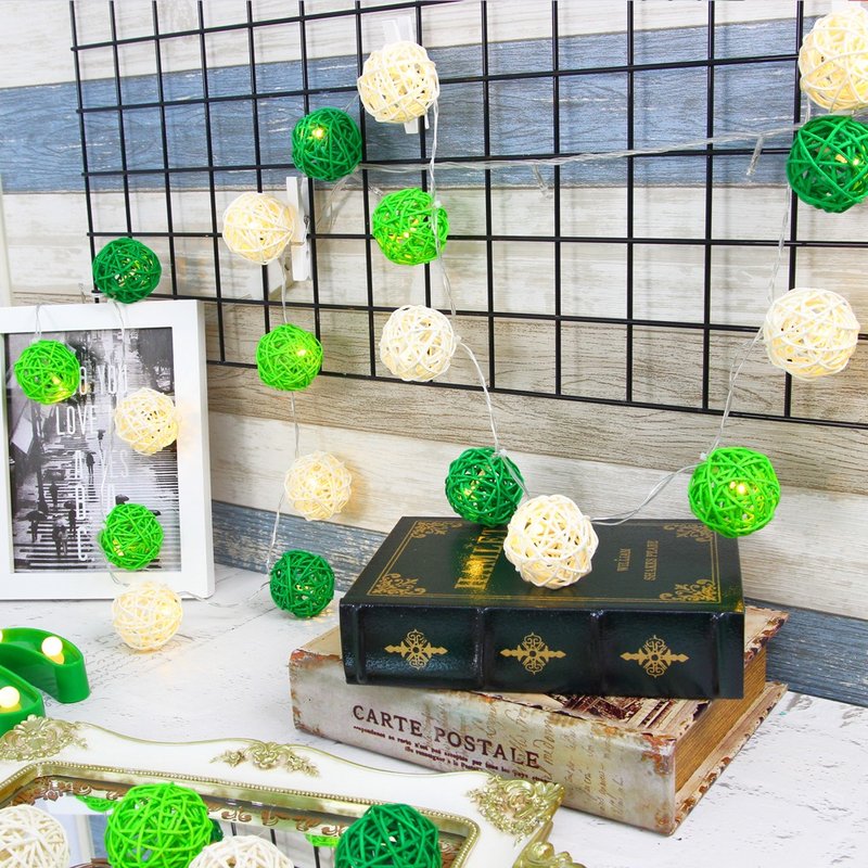 创意灯饰 藤球灯串 插座款 绿意盎然 长度3M LED气氛灯 圣诞节 - 灯具/灯饰 - 竹 绿色