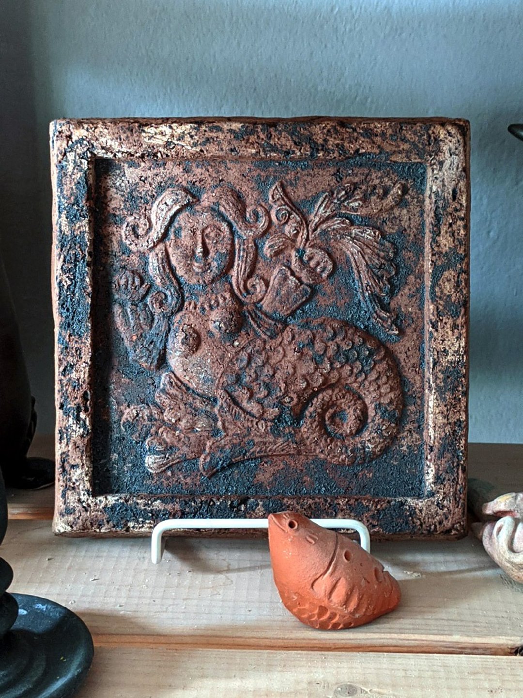 Ceramic wall tile Wall hanging ceramic panel Decorative tile Slavic relief tile - 墙贴/壁贴 - 粘土 咖啡色