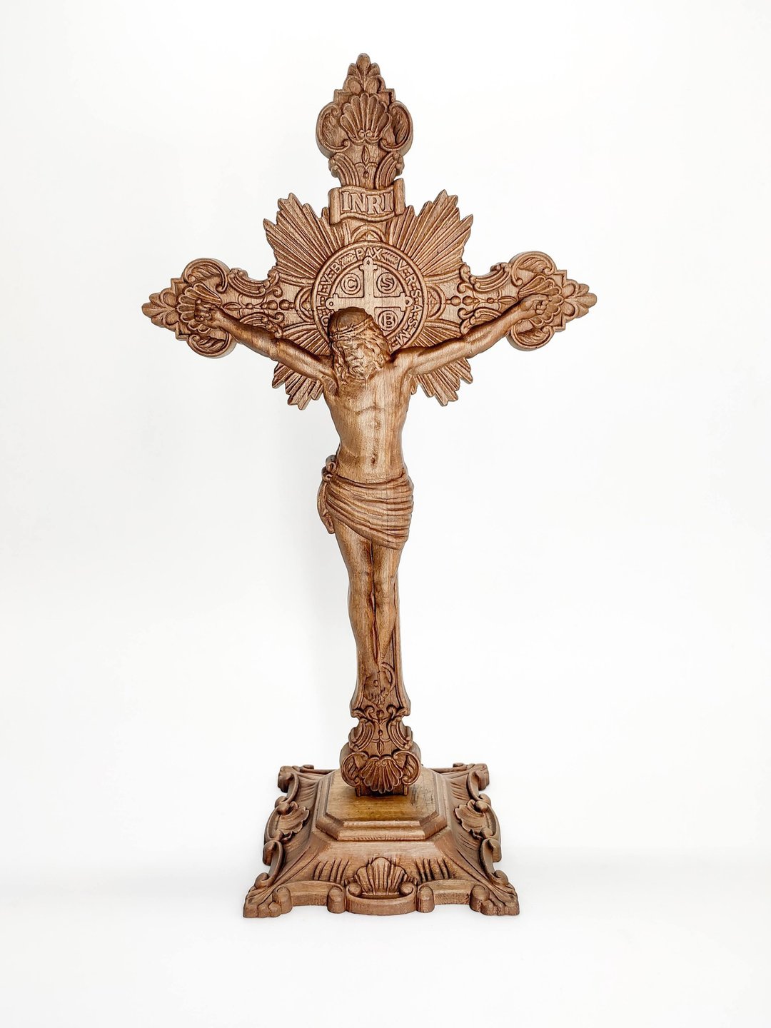 Crucifix Wooden cross, Carved wooden cross, Crucifix catholic cross Wood - 木工/竹艺/纸艺 - 木头 咖啡色