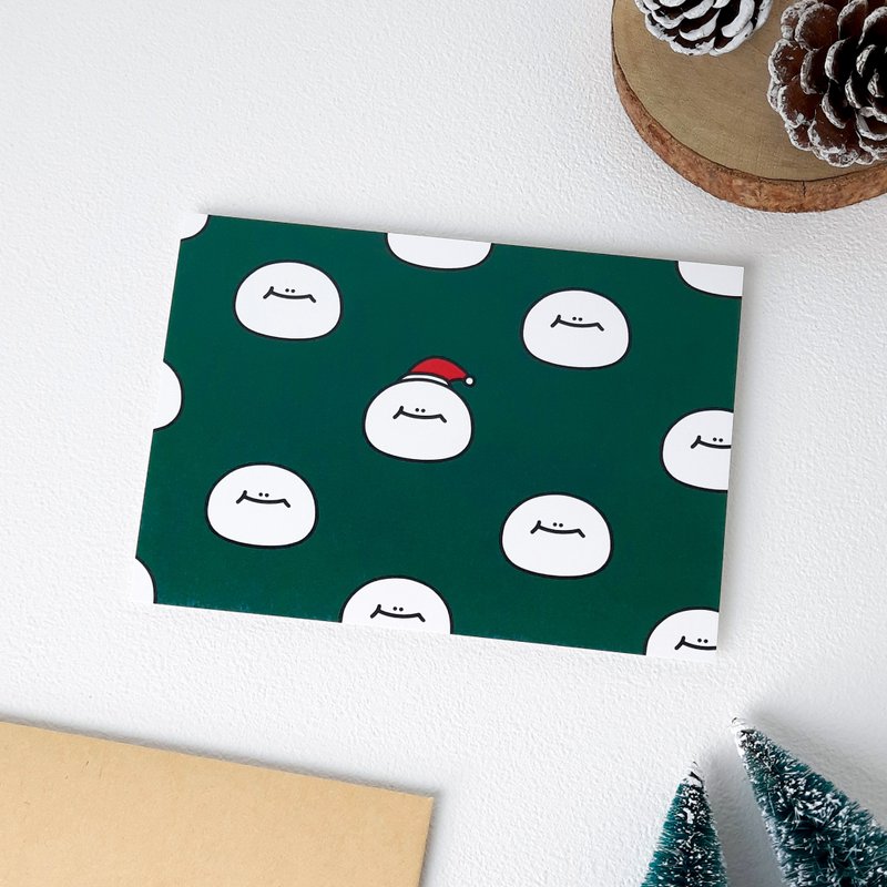 H仔圣诞明信片 - 圣诞帽大头 - 卡片/明信片 - 纸 绿色