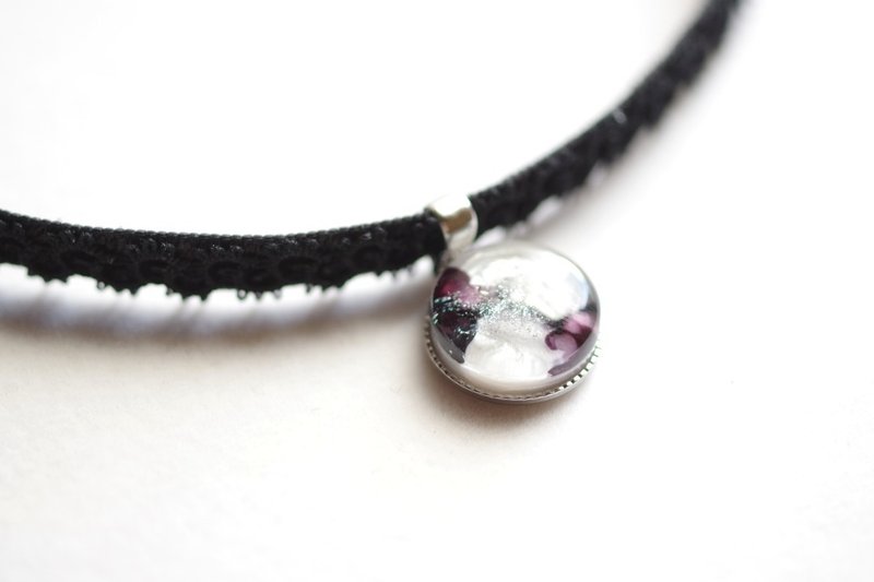 树脂艺术 方形吊坠・夜色深处 - 项链 - 树脂 黑色