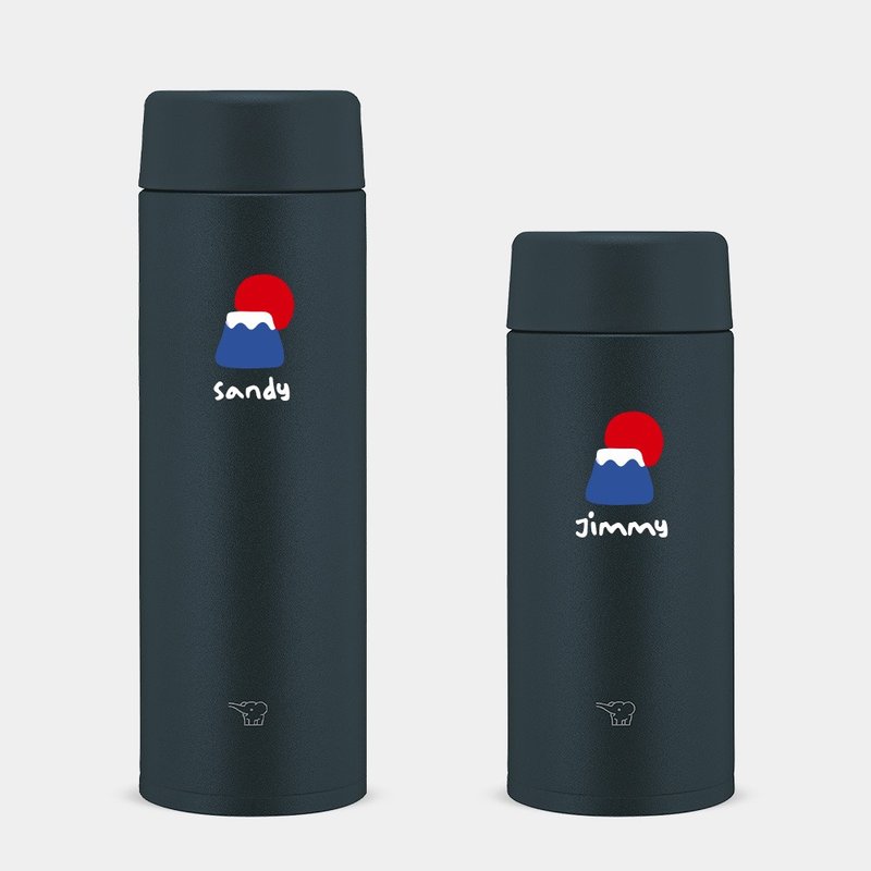 【定制化礼物】富士山 英文名 象印不锈钢 保温瓶 保温杯 PU028 - 保温瓶/保温杯 - 不锈钢 黑色