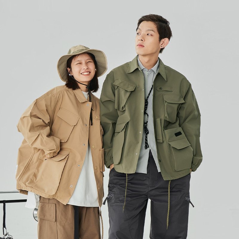 M.T. 日系户外五口袋工装夹克 - 男装外套 - 聚酯纤维 绿色