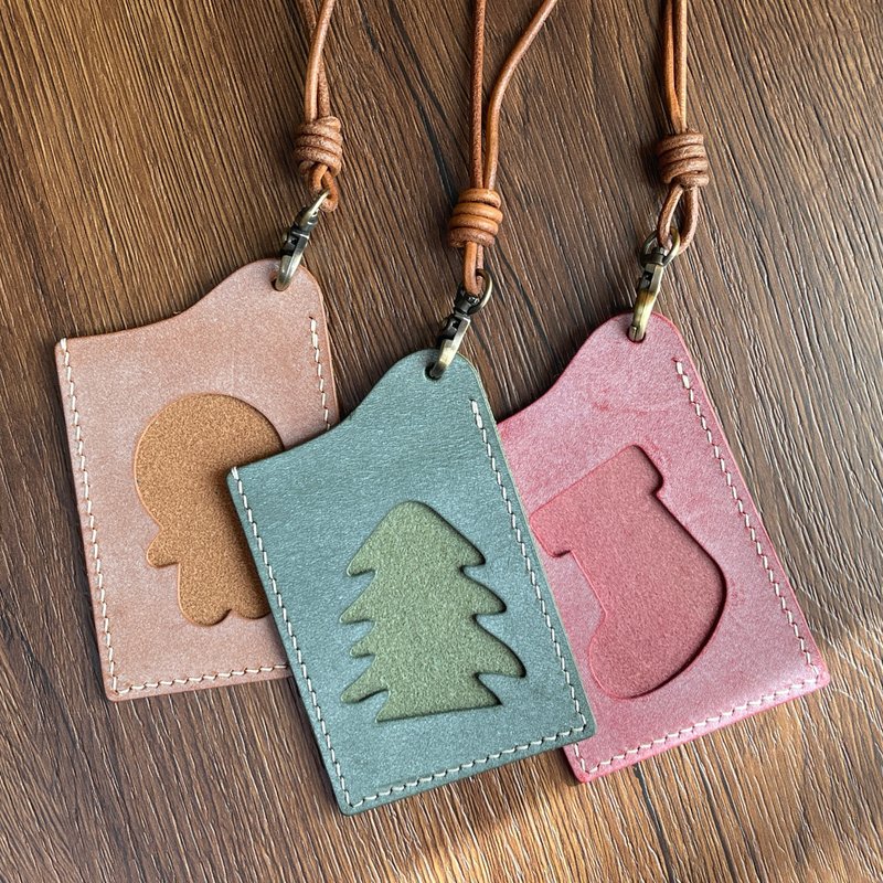 【DIY皮革手作】圣诞节材料包 趣味造形证件套 交换礼物 定制化 - 皮件 - 真皮 