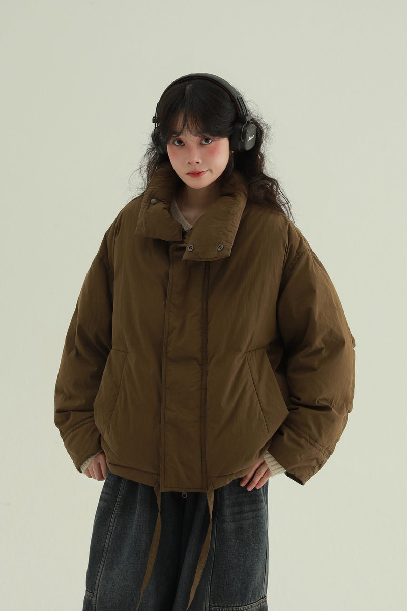 2顏色 冬日白樺林 休閒羽絨服 白鴨絨休閒寬松中性保暖外套 - 女装休闲/机能外套 - 其他人造纤维 咖啡色