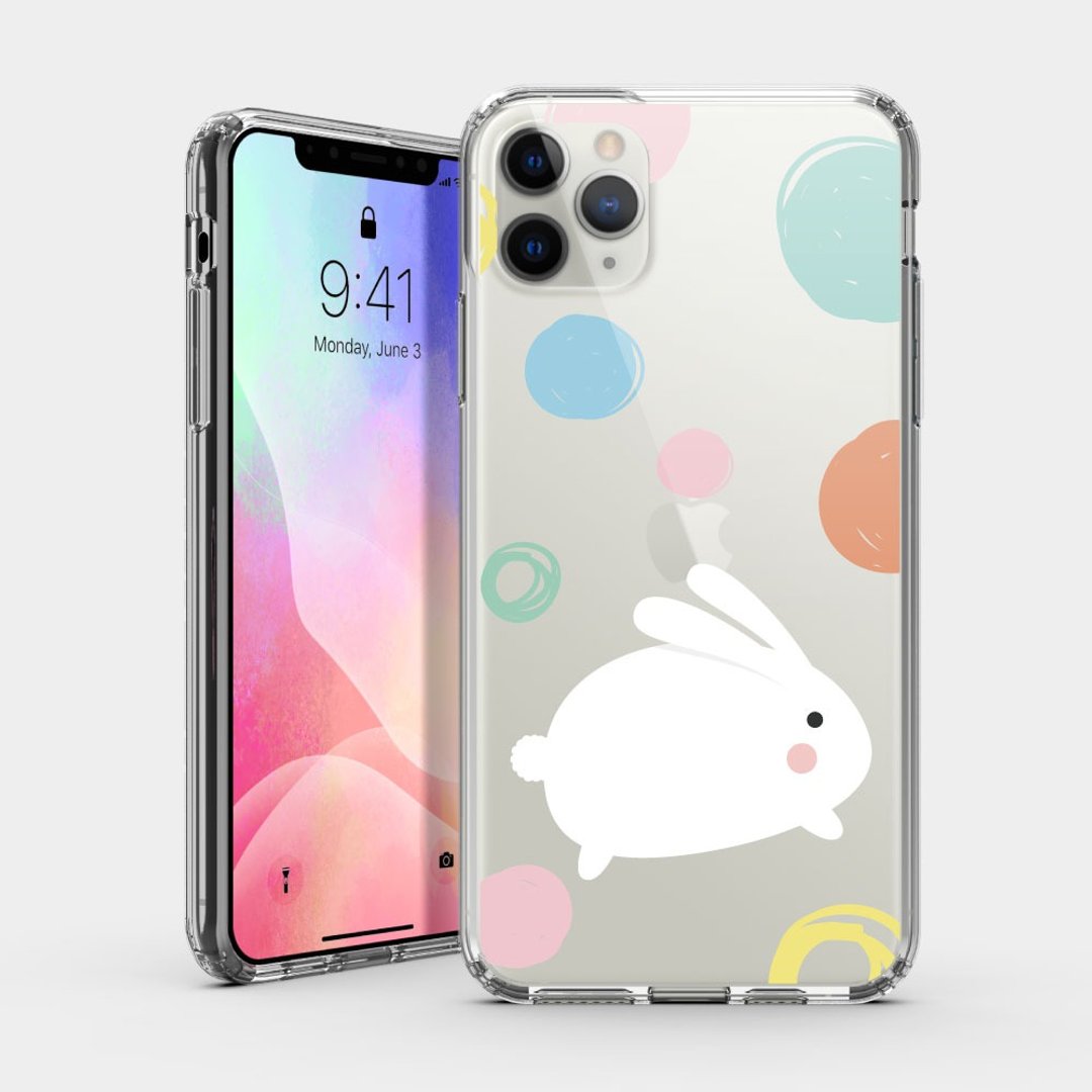 生日送礼推荐 小白兔IPHONE 耐冲击保护壳 可爱动物手机壳CH065 - 手机壳/手机套 - 塑料 透明