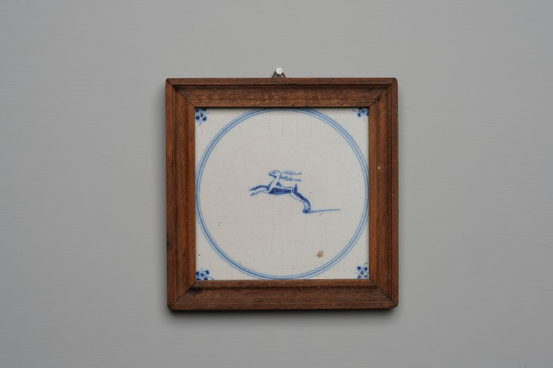 荷兰罕见手绘狩猎瓷砖挂饰(T033) / 代尔夫特蓝/台夫特/欧洲古董 - 海报/装饰画/版画 - 陶 蓝色