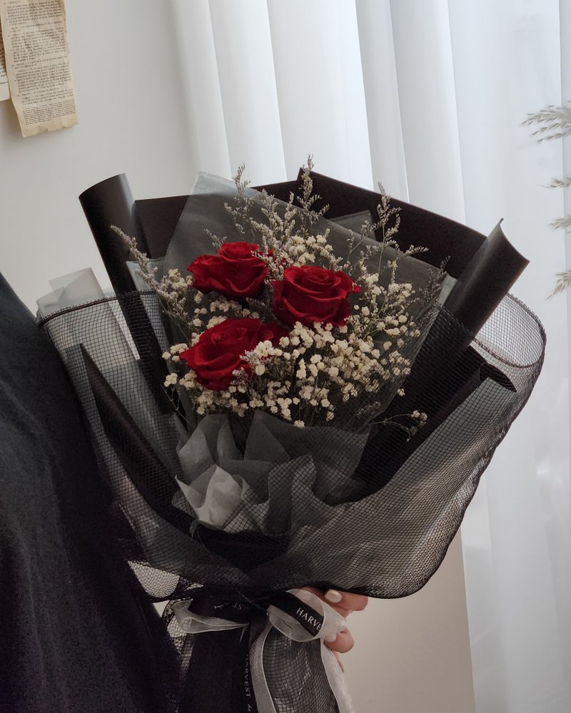 永生玫瑰花束-情人节花束/求婚花束/告白花束/生日花束 - 干燥花/捧花 - 植物．花 红色
