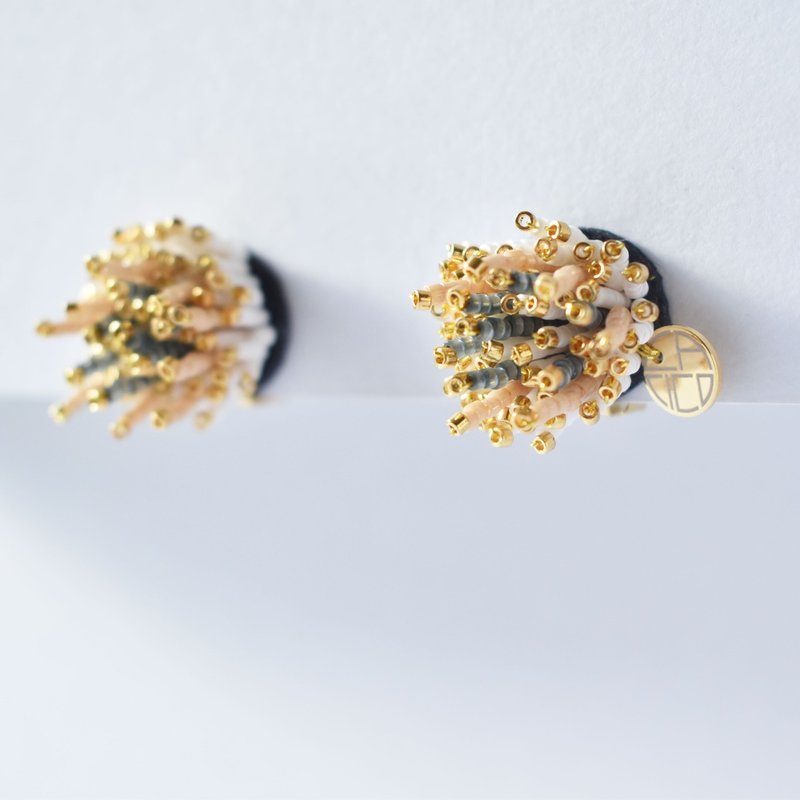 术 / 金色 - 耳环/耳夹 - 玻璃 