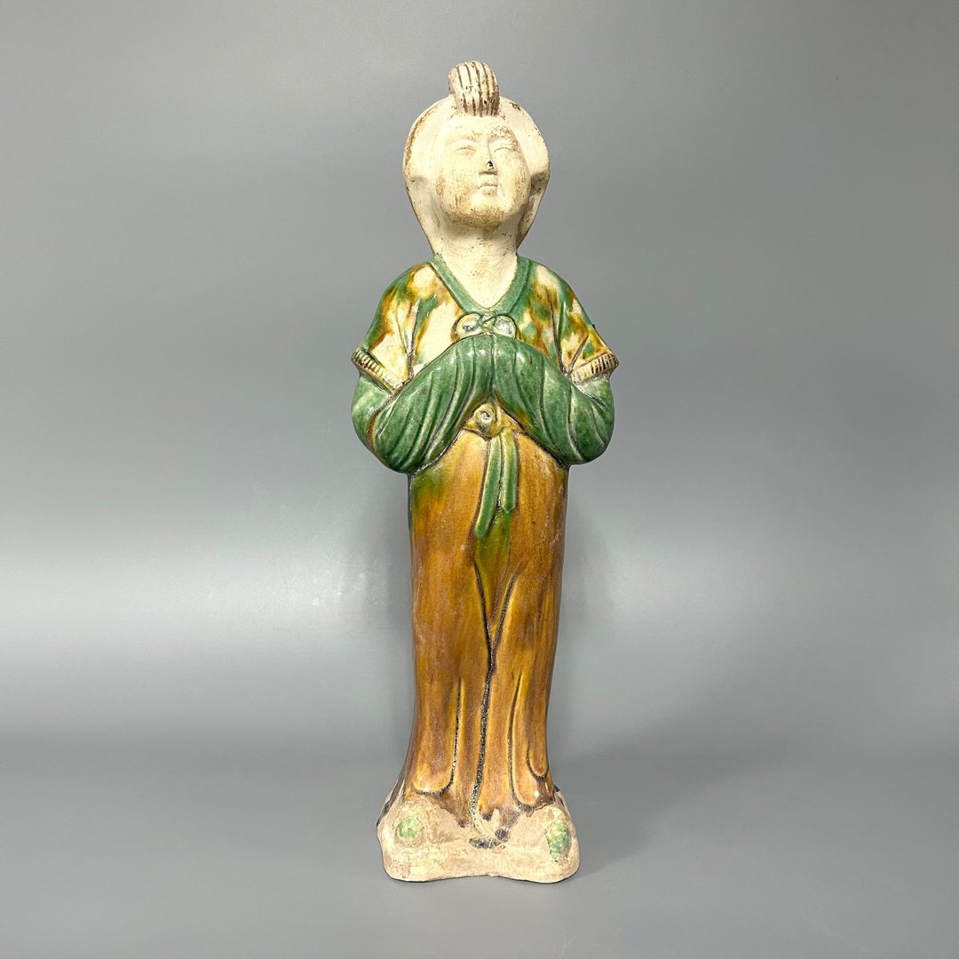 唐三彩女立俑 - 摆饰 - 陶 卡其色