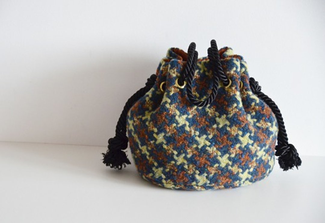 Limited quantity! 2way IL GIGIO ITARY Wool check marine bag - 侧背包/斜挎包 - 棉 