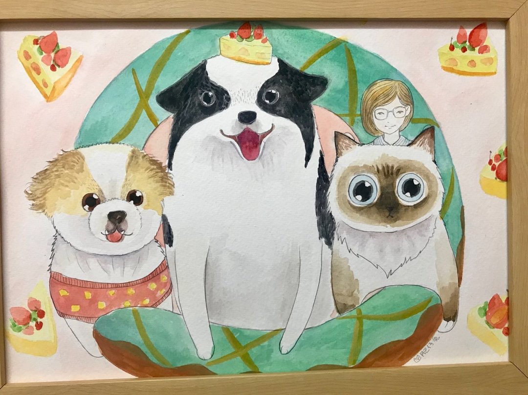 宠物全家福 - 订制画像 - 纸 橘色