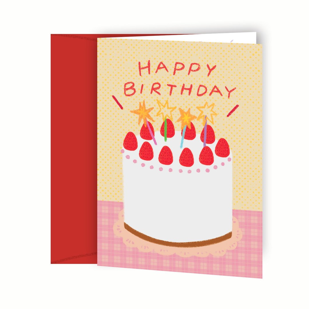 生日对折卡片 // 生日蛋糕 // - 卡片/明信片 - 纸 红色