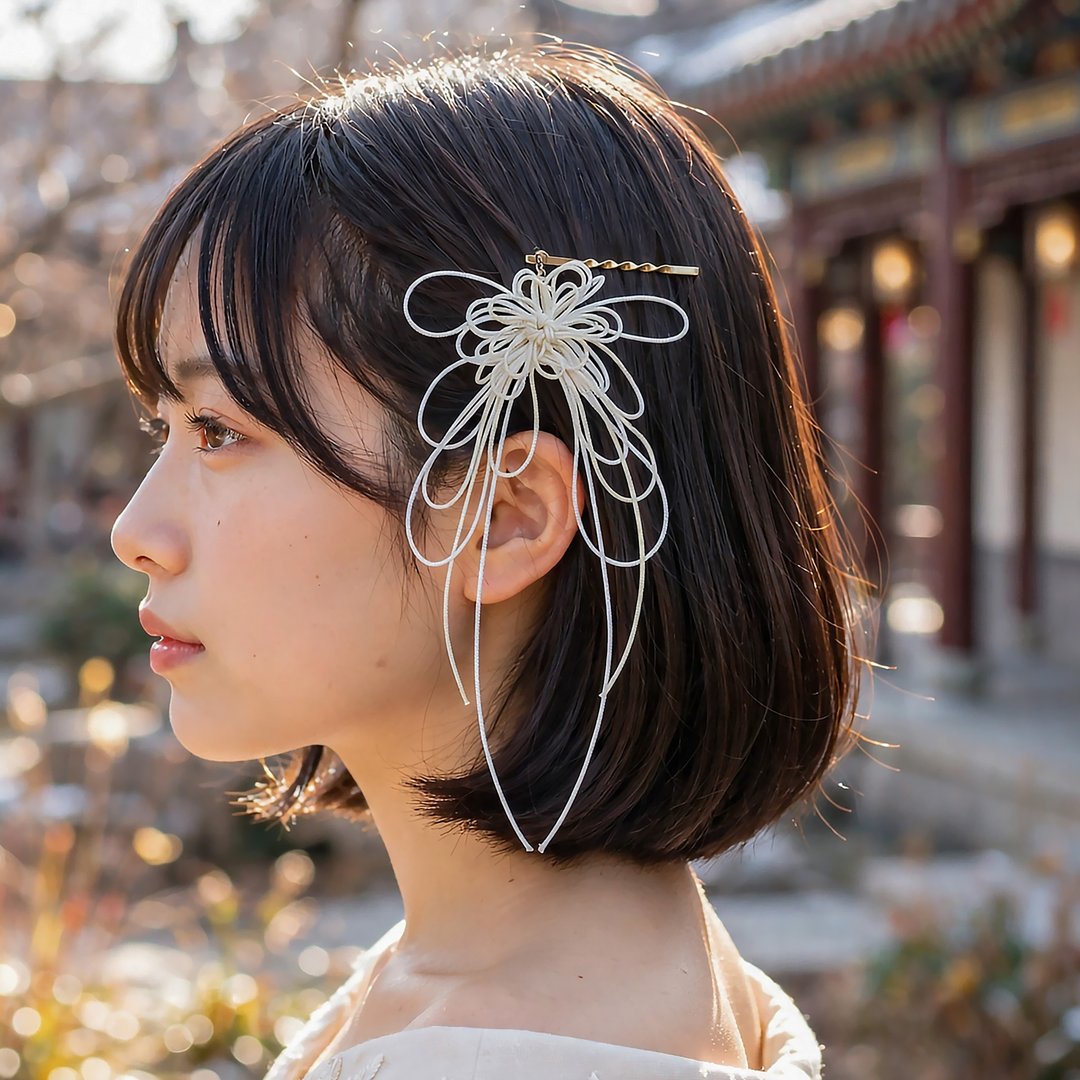 饰结发夹 祷，静谧【轻盈舒适】短发也能轻松打造日式风情。 - 发饰 - 其他金属 白色