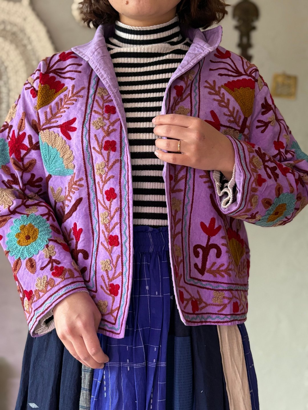 【sprout purple】Suzani 刺绣夹克 - 女装休闲/机能外套 - 棉 紫色