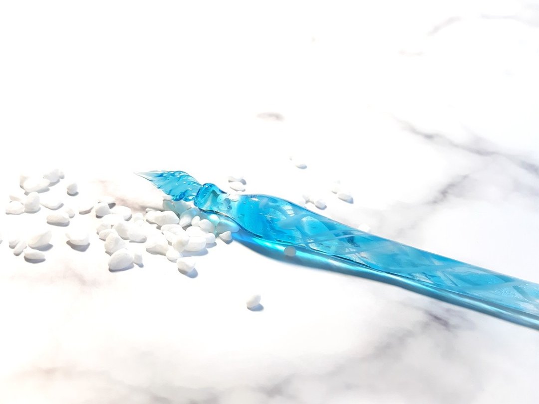 柚子林琉璃 - 水舞彩带/ 蓝 - 琉璃笔 - 玻璃笔 - 沾水笔 - 蘸水笔 - 玻璃 蓝色