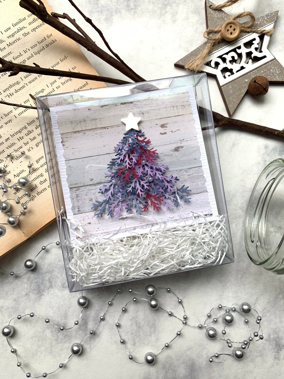 圣诞卡片Christmas Card_盒装小树_蓝紫色 - 摆饰 - 纸 白色
