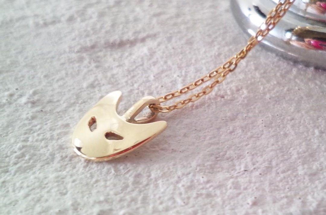 ☆ Cat Face ☆ K10 Gold Pendant - 项链 - 其他金属 金色
